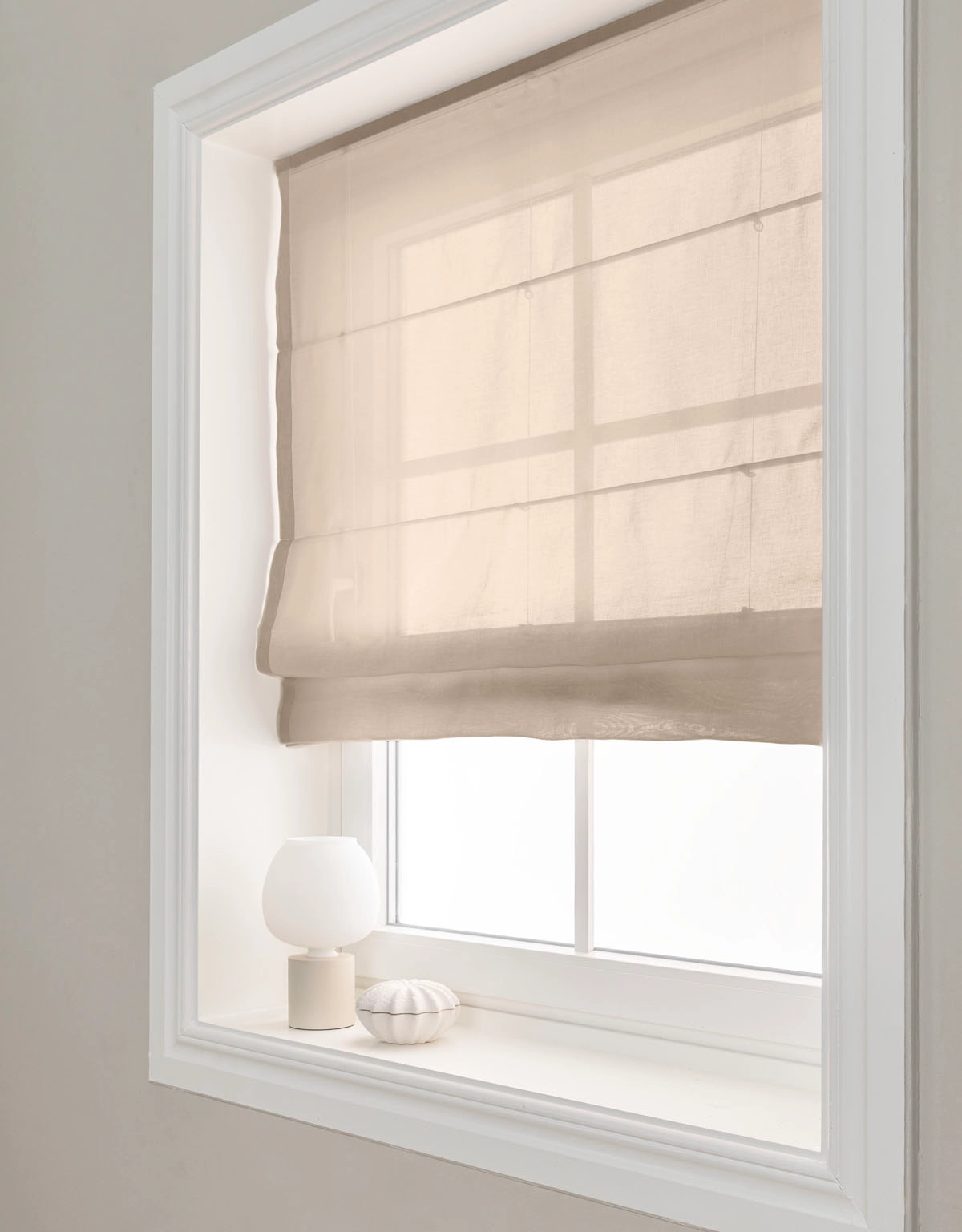 Transparent hissgardin Viska beige med lina