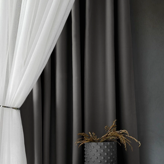 Made-to-measure curtain DOKIE, 95% blackout, dark grey