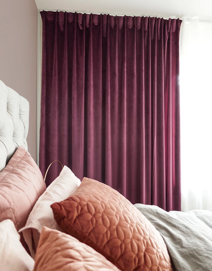 Velvet curtain purple