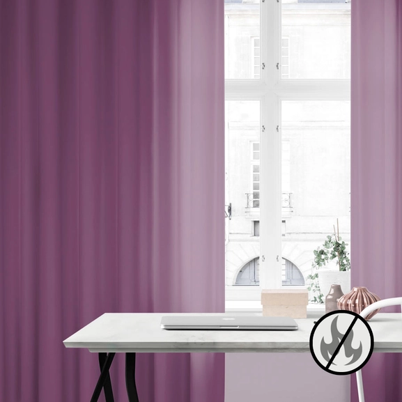 Flame retardant curtain LUTON, purple, made-to-measure