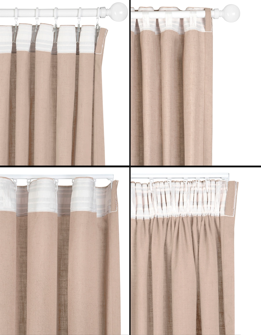 Olika upphängningssätt för gardin Lina