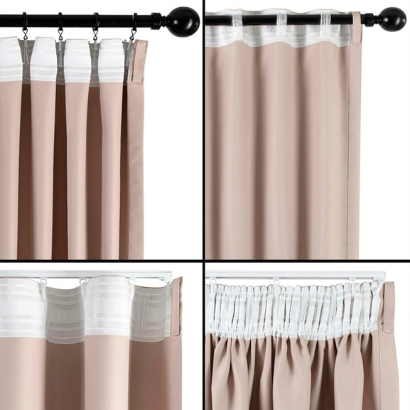 Upphängningssätt beige gardin