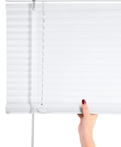 Venetian blind, Cordless, white and silver