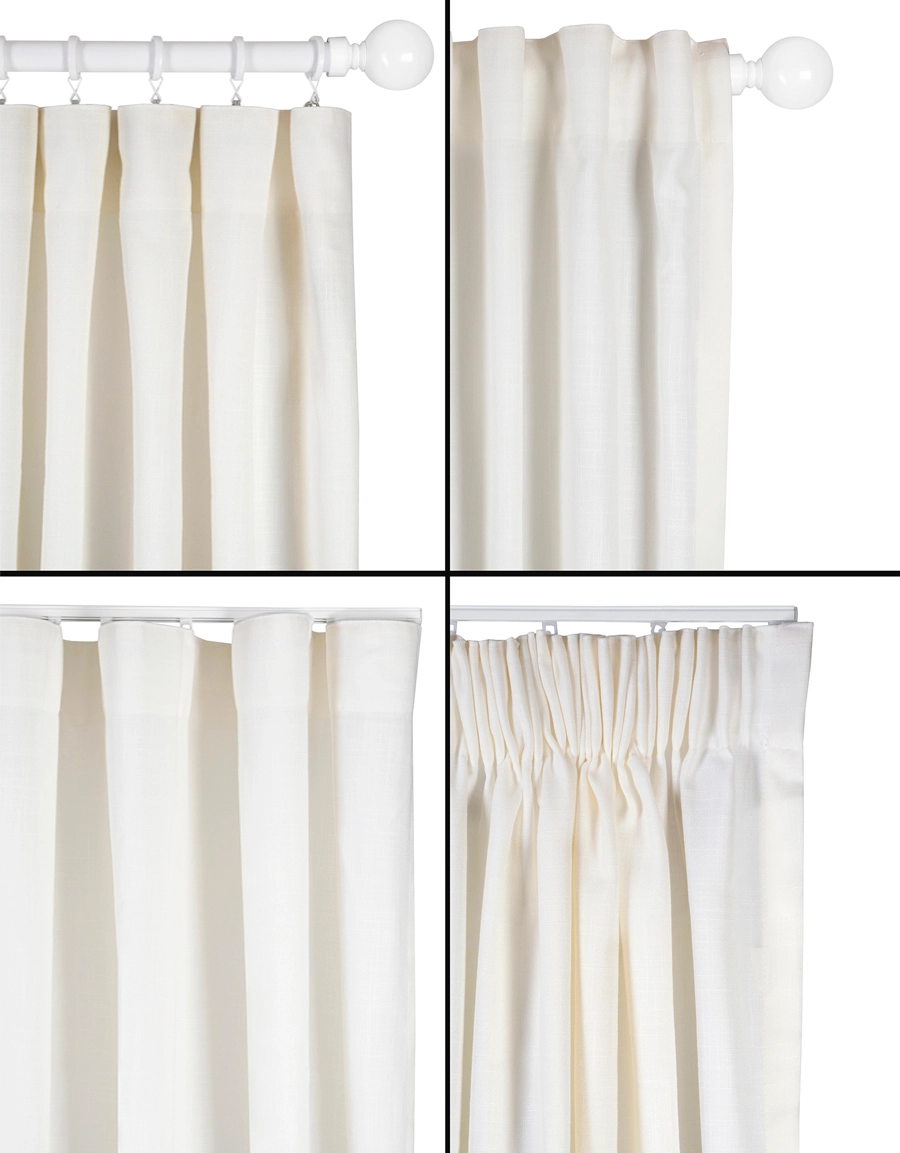 Olika upphängningssätt för gardin Lina, vit