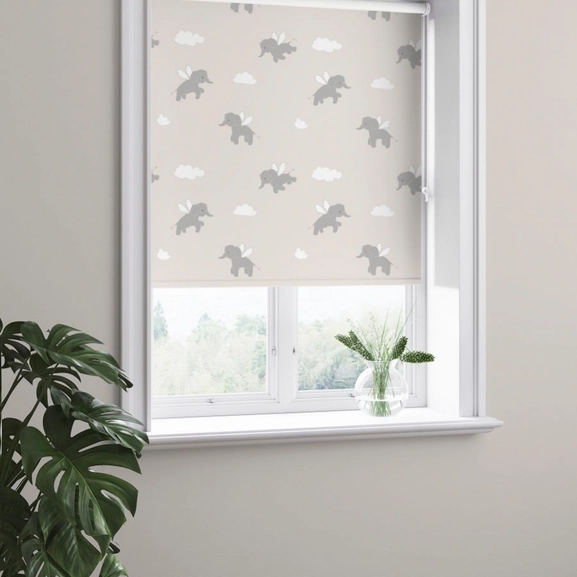 Elephant mörkläggande barnrullgardin, beige