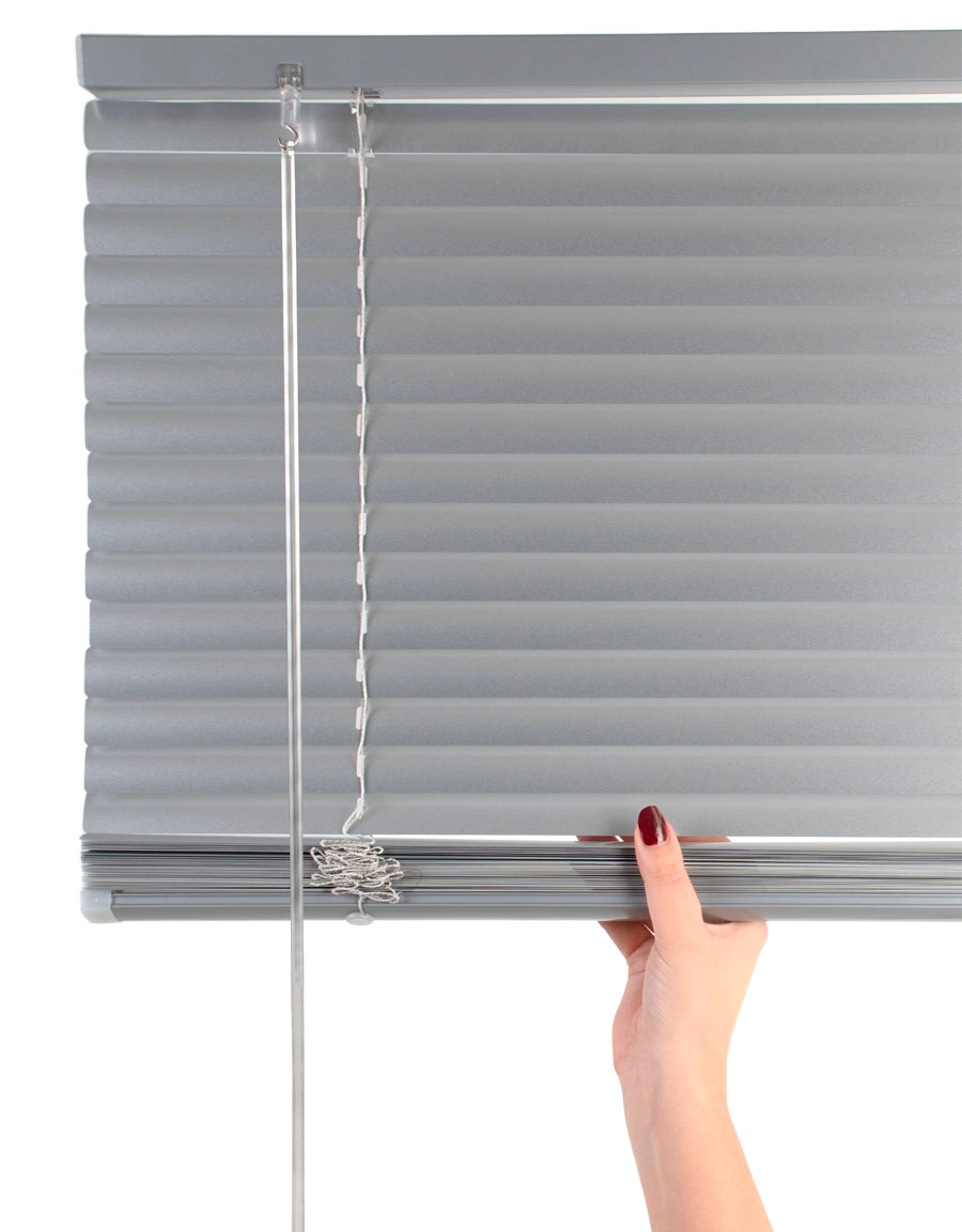 Venetian blind, Cordless, white and silver