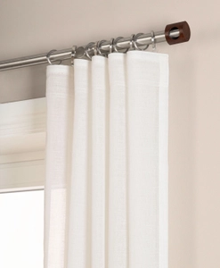 Gardinstång i rostfritt stål med ringar och ändknopp