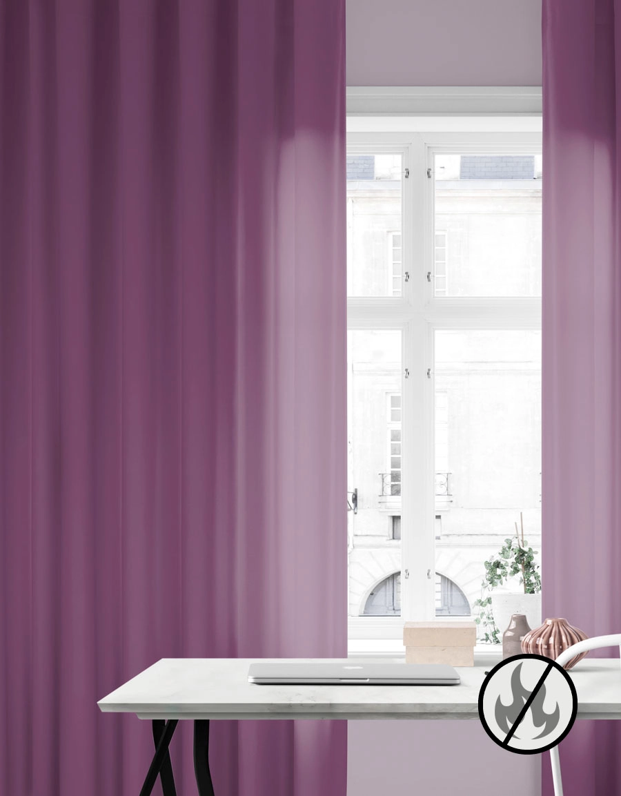 Flame retardant curtain LUTON, purple, made-to-measure