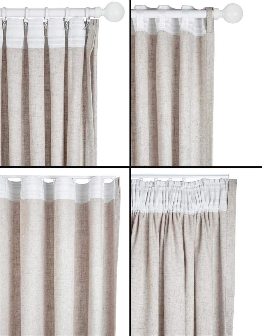 Olika upphängningssätt för gardin Lina