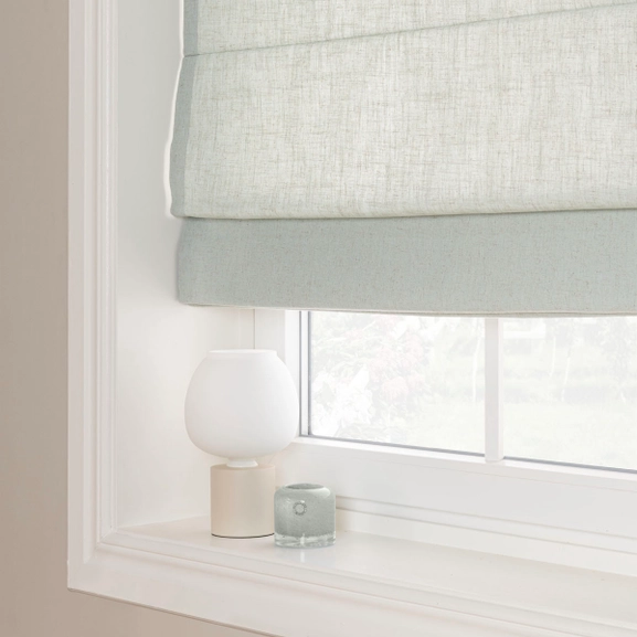 Ljus turkos hissgardin i linneblandning