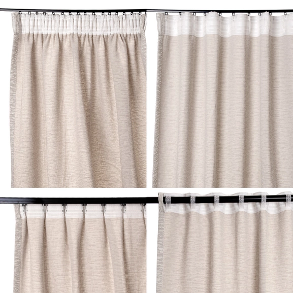 Upphängningssätt för grå bouclégardin