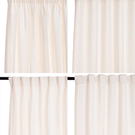 Upphängningssätt för vit bouclégardin