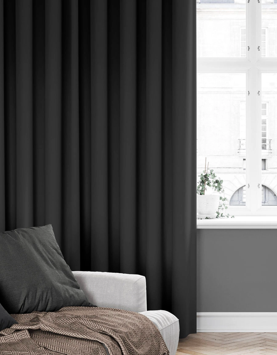 Made-to-measure curtain, DOKIE, blackout 95%, black