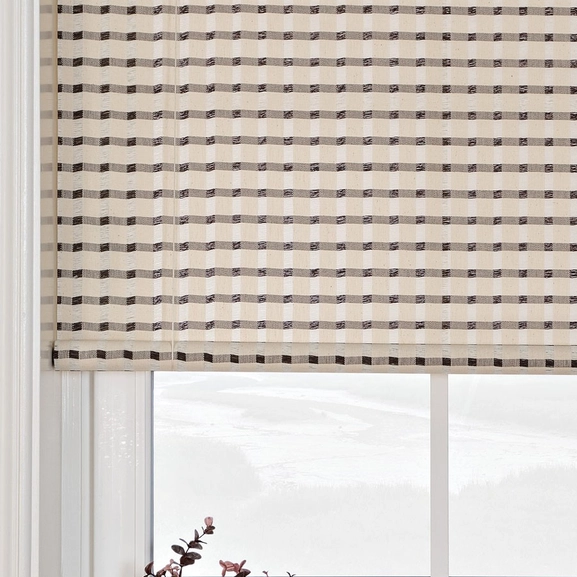 Rutig roll-upprullgardin, grå/beige