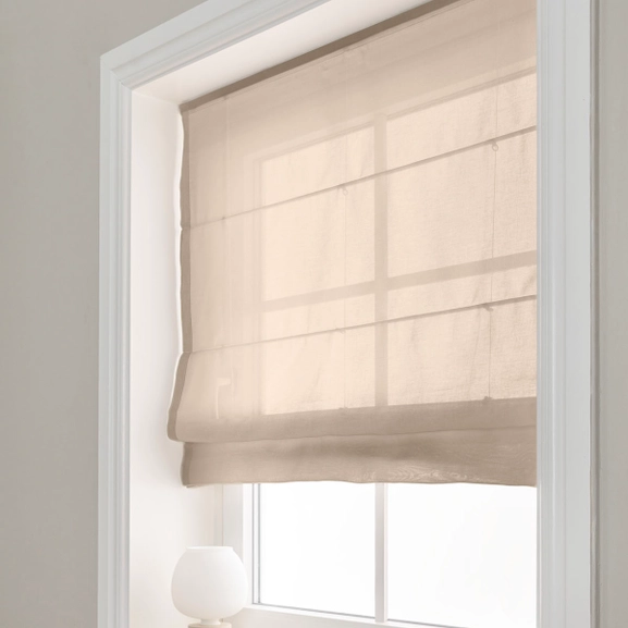 Transparent hissgardin Viska beige med lina