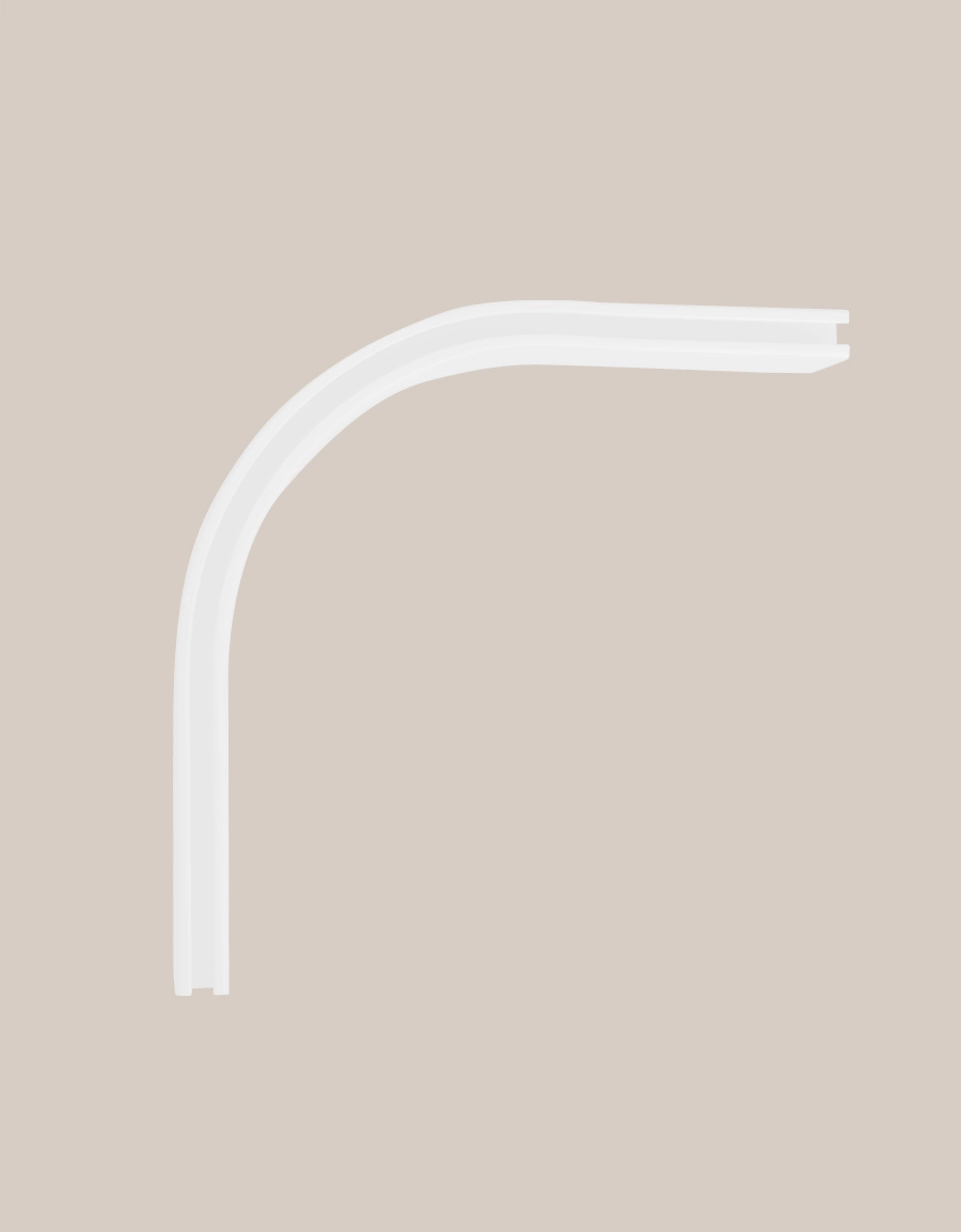 White corner bend cabin rail, 90 degrees.