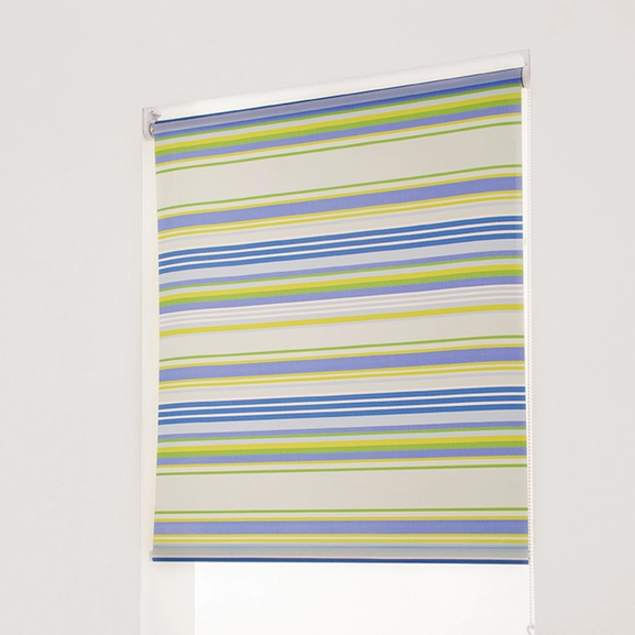 Rullgardin Stripe, blå/grön, måttillverkad