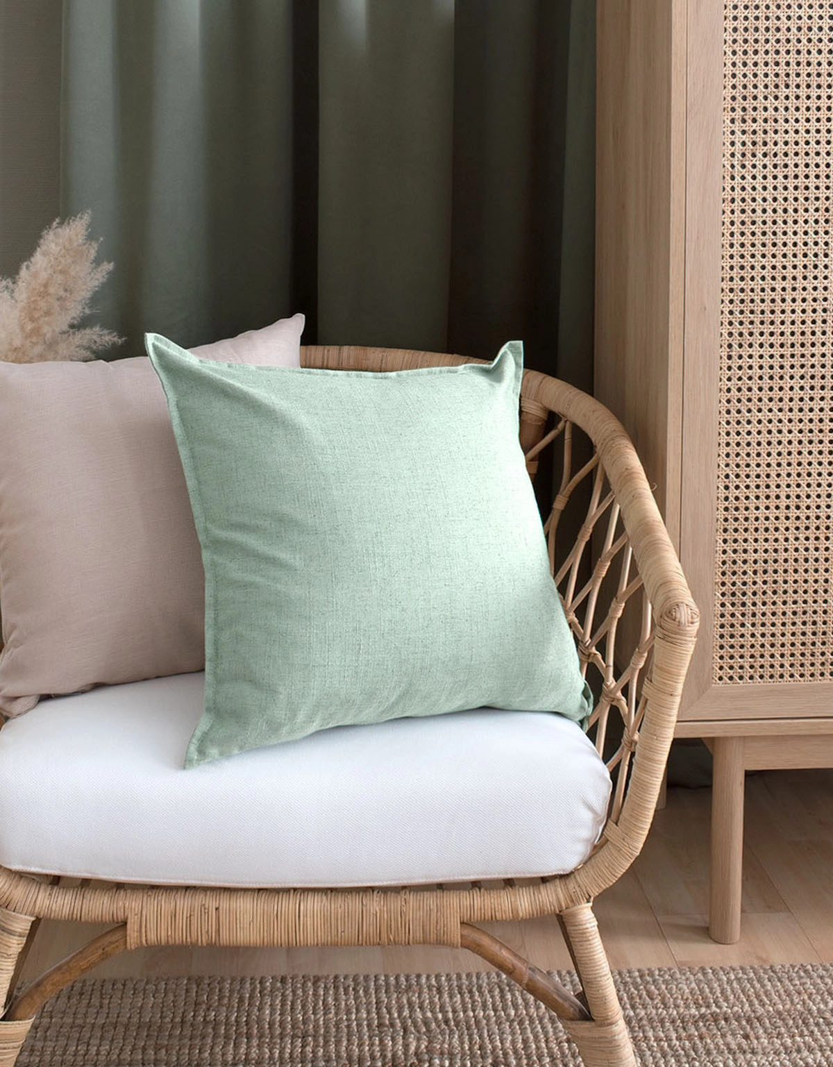 Turkost kuddfodral i linneblandning