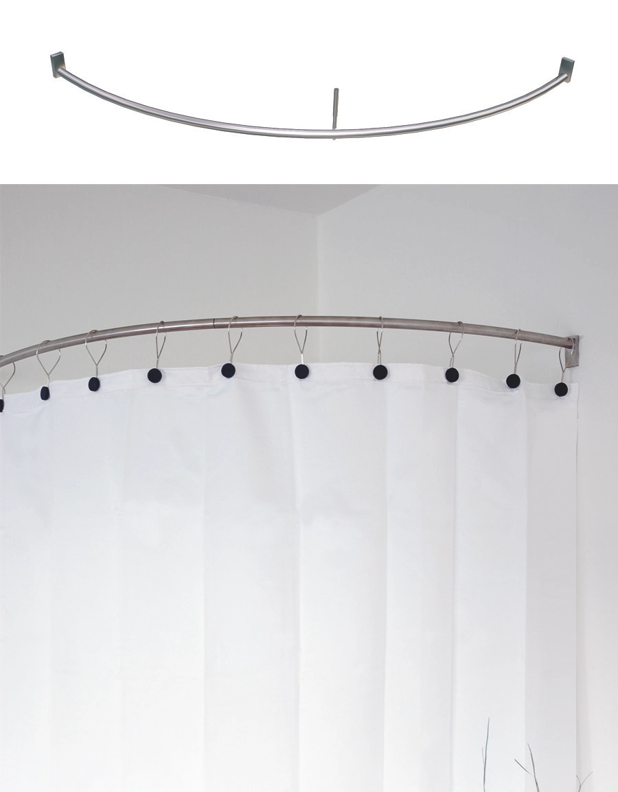 Curved shower curtain rail for corner shower incl. brackets and