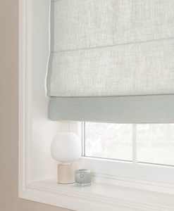 Ljus turkos hissgardin i linneblandning