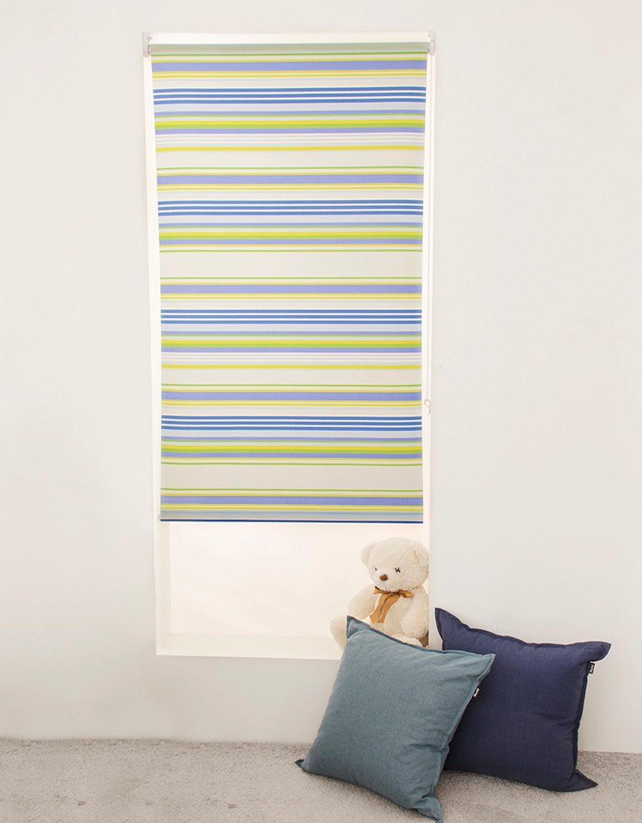Rullgardin Stripe, blå/grön, måttillverkad