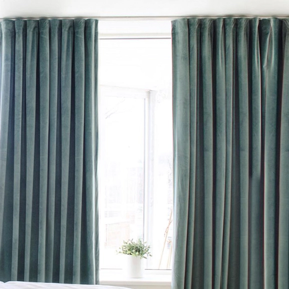 Velvet curtain, LJUVA, made-to-measure, muted green