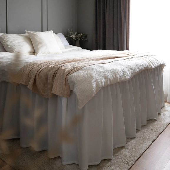 White bed skirt