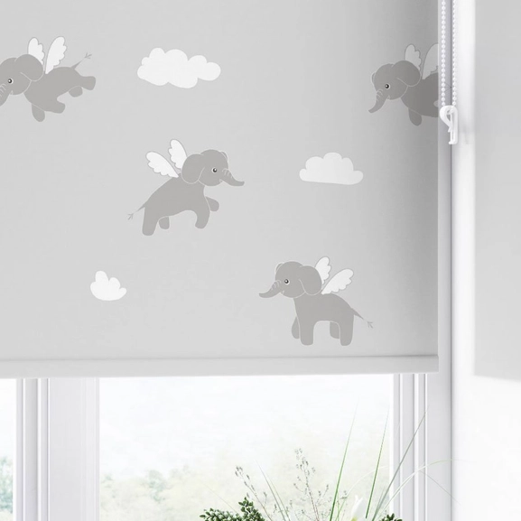 child roller blind elephant gray