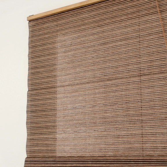 Pull-up/roll-up curtain, two-in-one, brown, striped