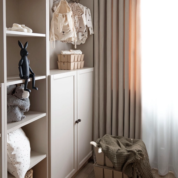 Made-to-measure curtain COOLA, shading curtain (80% dim-out), beige
