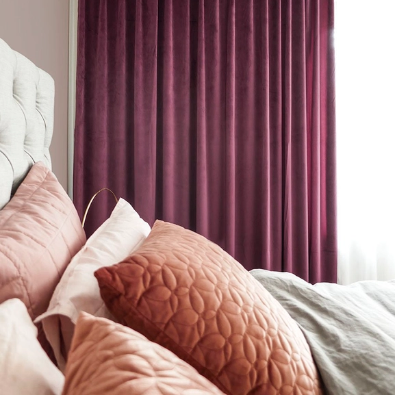 Velvet curtain purple