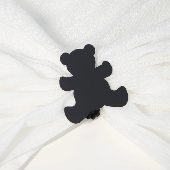 Servettring och dekorklämma Nalle svart