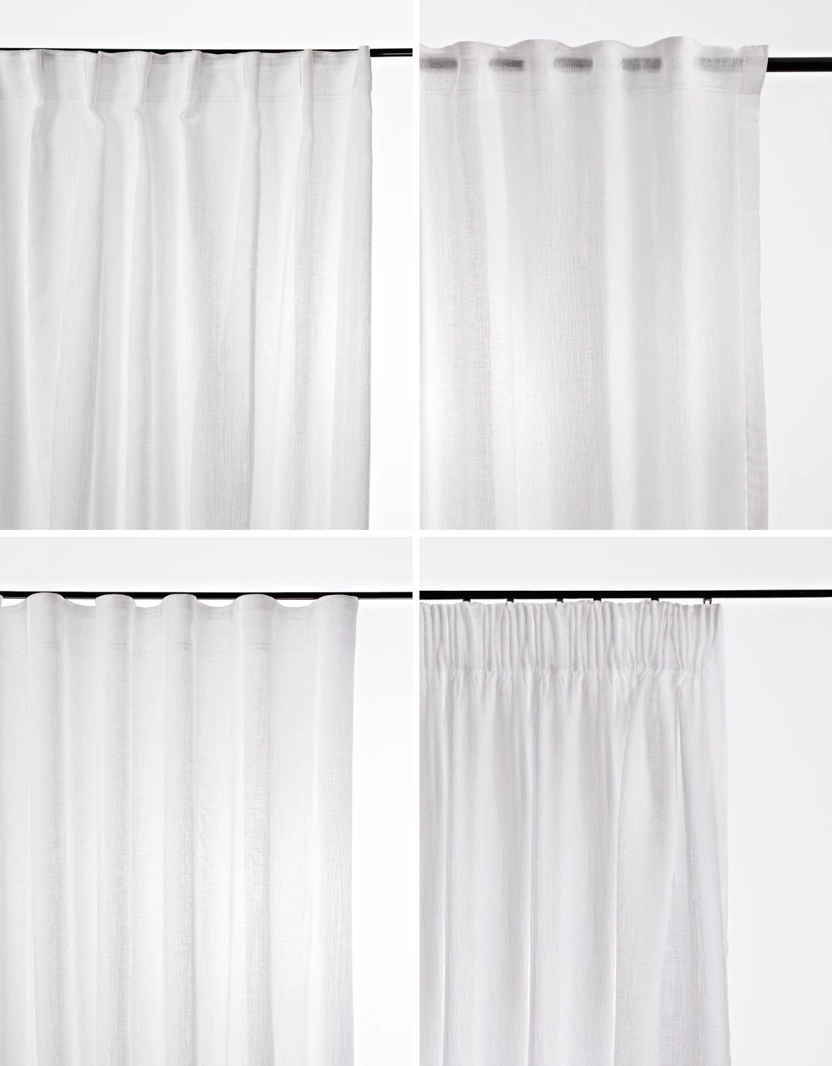 4 upphängningsätt för gardin Skimra, vit