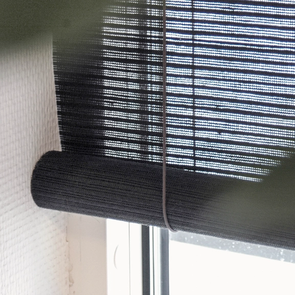 Pull-up/roll-up curtain, two-in-one, dark brown