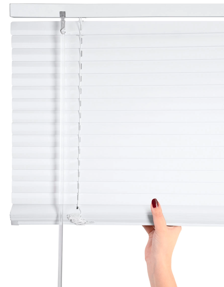 Venetian blind, Cordless, white and silver