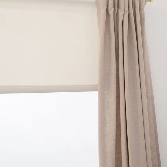 Screen roller blind beige Lina curtain brass