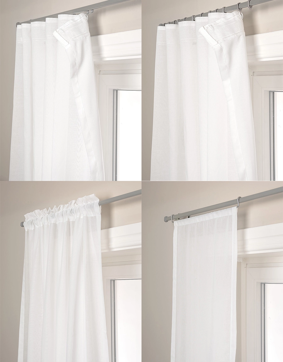 Olika upphängningssätt på gardinstång Modena