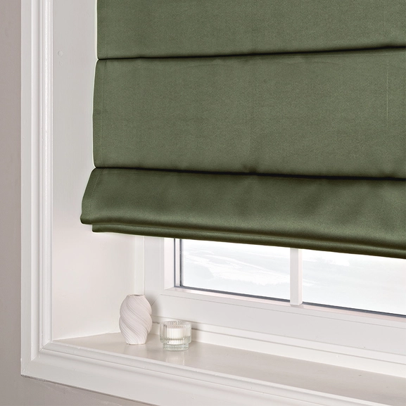 Mörkläggande hissgardin Stilla mörkgrön med lina