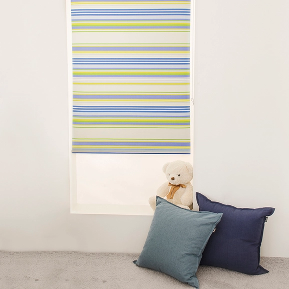 Rullgardin Stripe, blå/grön, måttillverkad