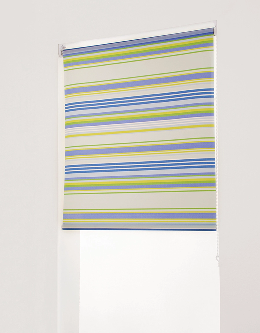 Rullgardin Stripe, blå/grön, måttillverkad