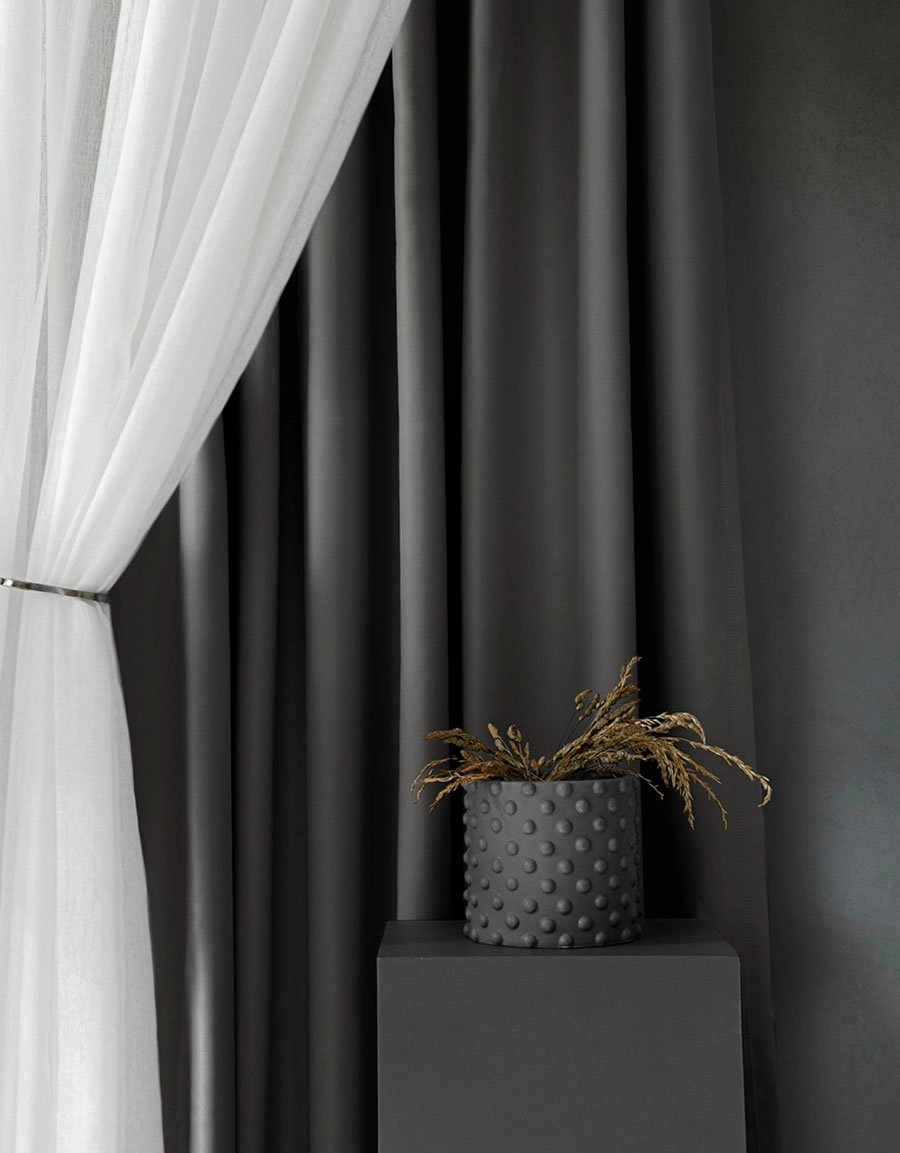 Made-to-measure curtain DOKIE, 95% blackout, dark grey