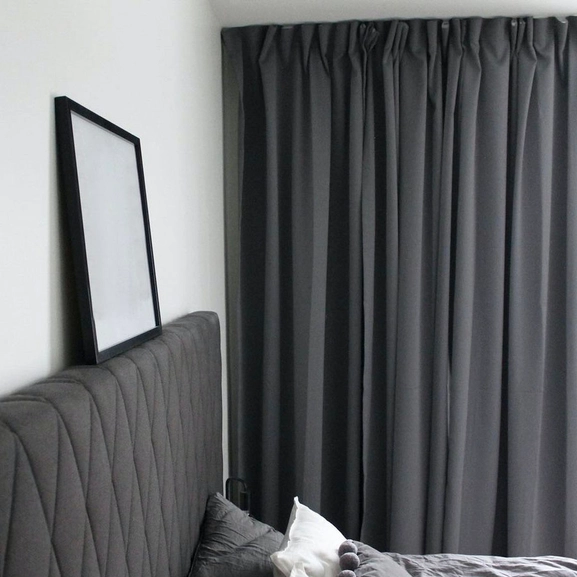 Made-to-measure curtain DOKIE, dim-out, dark grey