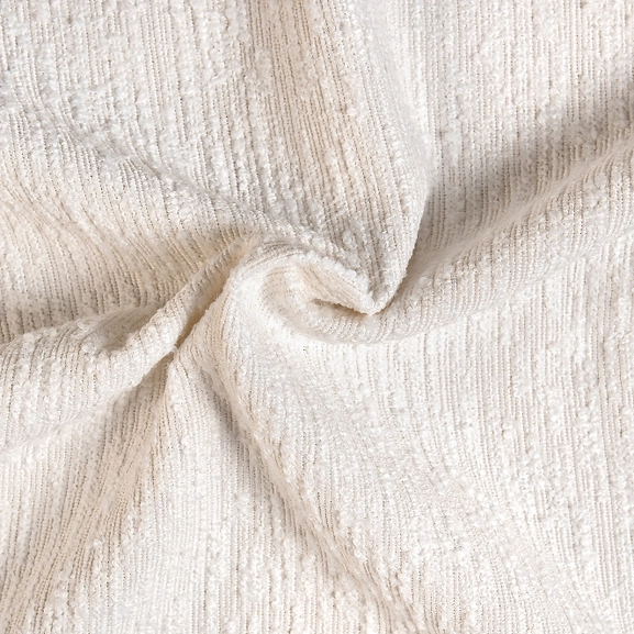 Närbild vit bouclegardin