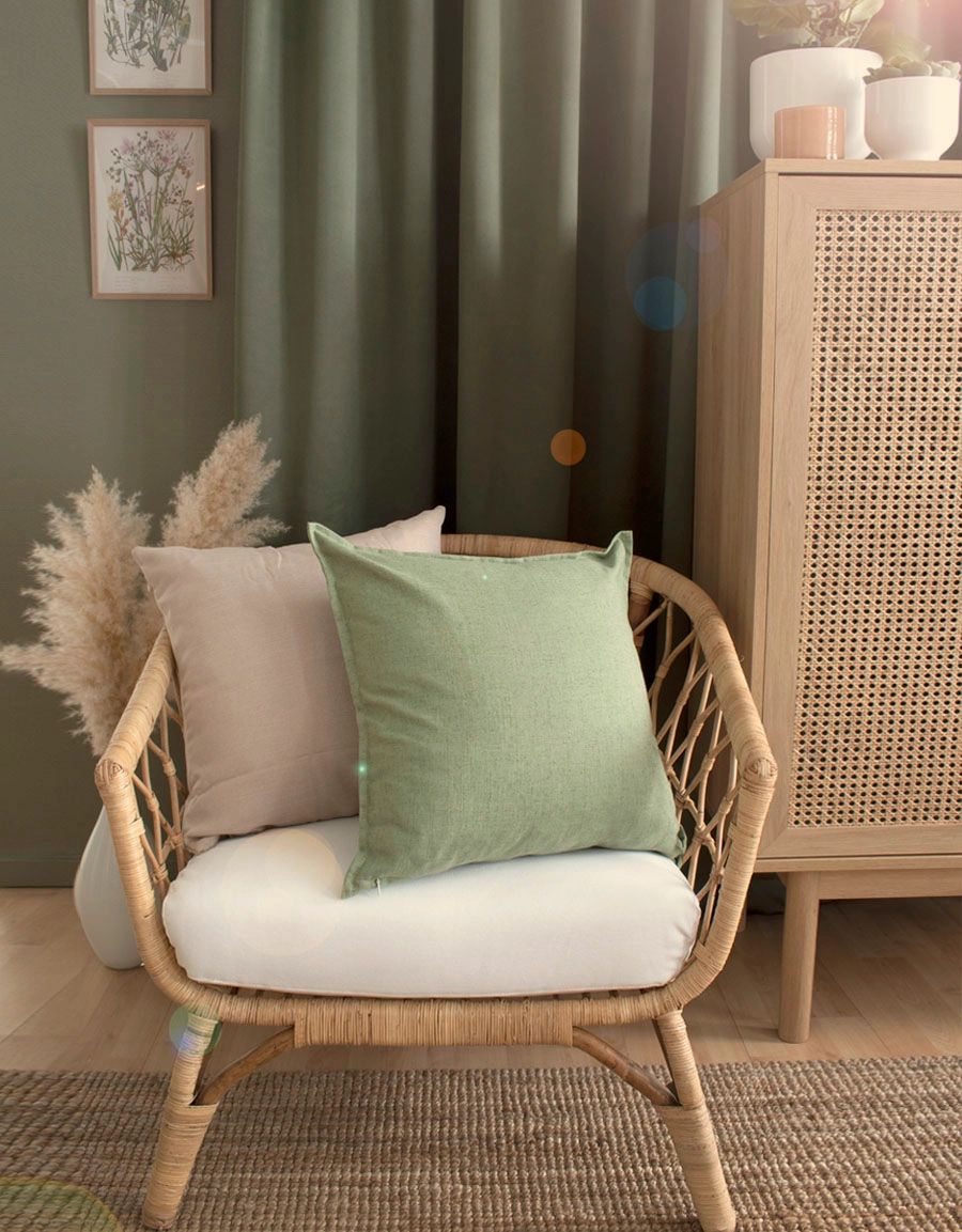 Kuddfodral Coola beige och Lina grön