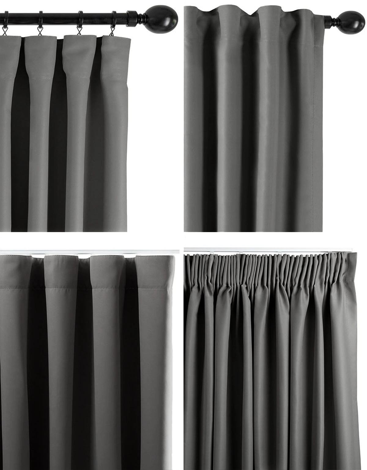 Upphängningssätt för gardin Dokie mörkgrå