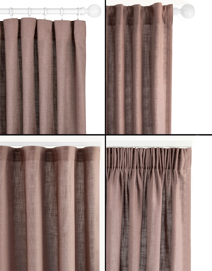 Olika upphängningssätt för gardin Lina