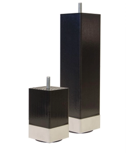 Svart sängben i fyrkantig design med alukant i två storlekar