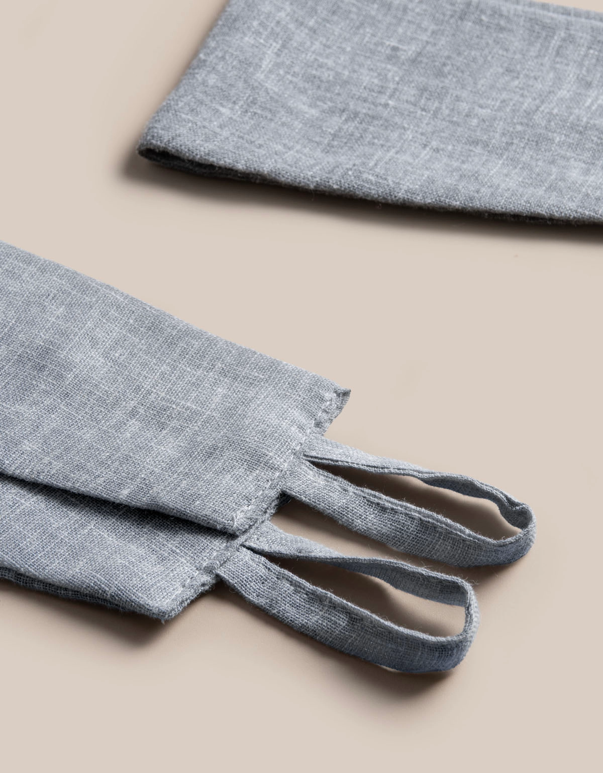 Blått gardinomtag i tyg