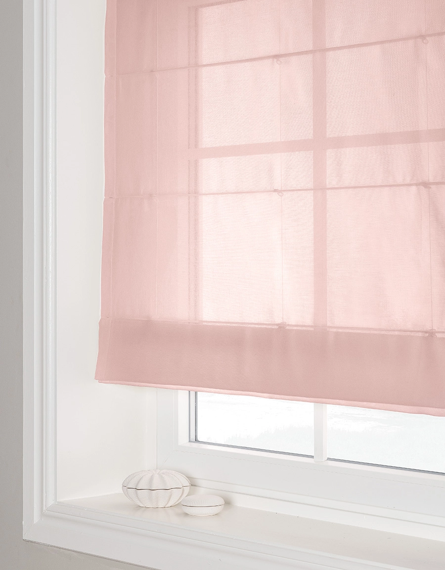 Transparent hissgardin Viska rosa med lina