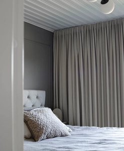 Flame retardant curtain LUTON, warm light grey, made-to-measure